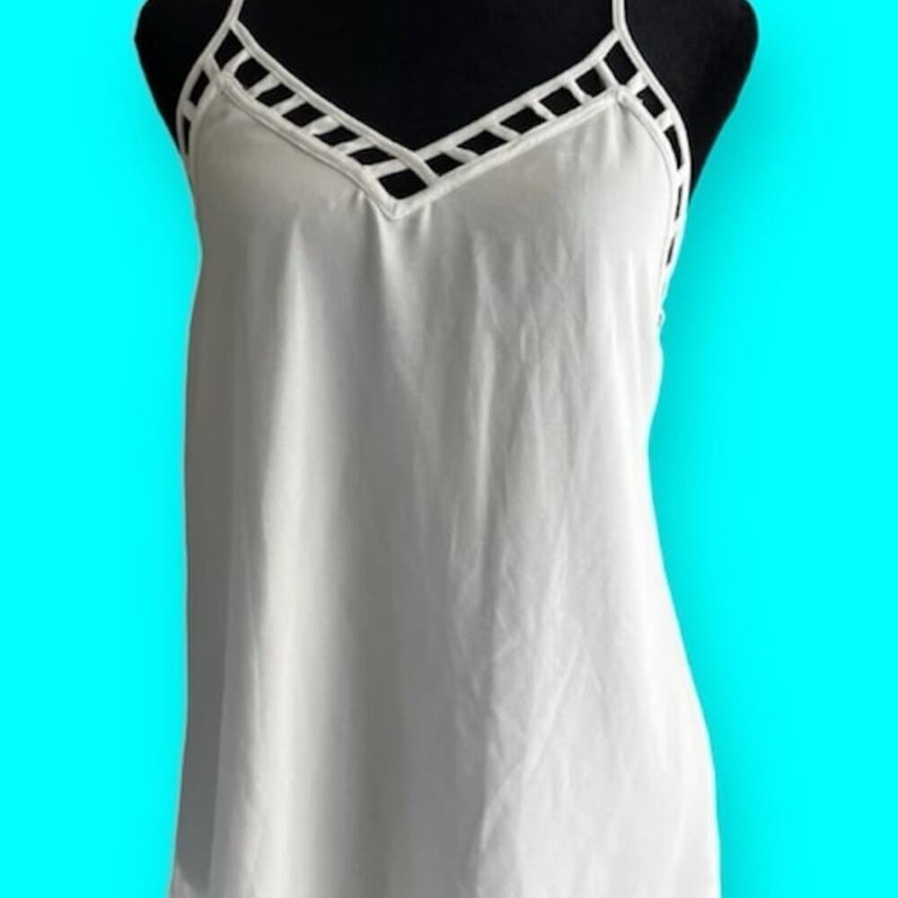 NAKED ZEBRA Cami top with an abundance of straps, white, women's size S